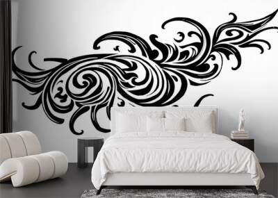 Intricate black swirl design featuring elegant curves and patterns that showcase artistic expression and creativity Wall mural