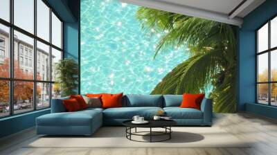 palm tree over a pool in the sun Wall mural