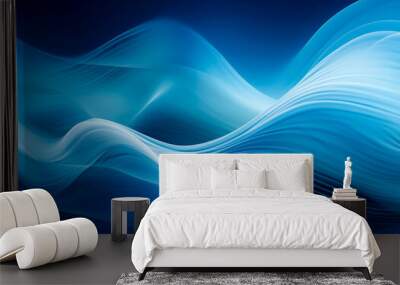 Abstract blue waves, Soft and Sleek blue background. Generative Ai.  Wall mural