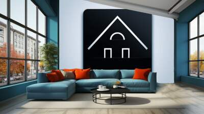 Black house icon, house minimalism logo, house silhouette.   Generative Ai. Wall mural