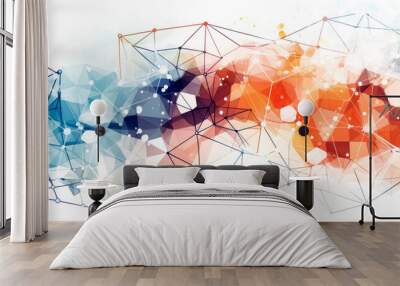 bstract pattern with colorful polygons and geometric shapes, modern geometric background. Generative Ai. Wall mural