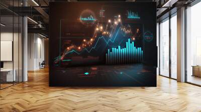 Economic growth graph financial data. Stock market investment. Financial and banking Technology. Business strategy and digital marketing concept Wall mural