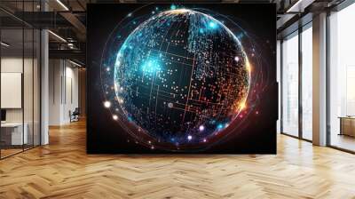 Global Internet connection. Business global internet connection application technology and digital marketing, Financial and banking, Digital link tech, big data Wall mural