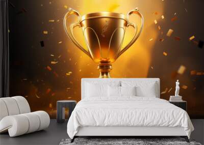 Gold trophy template in the style of graphic design poster, winner cup.
 Wall mural