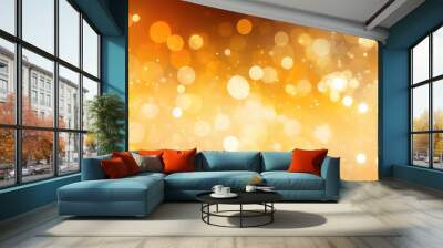 orange and yellow bokeh brightening background, light brown and gold. Generative AI.  Wall mural