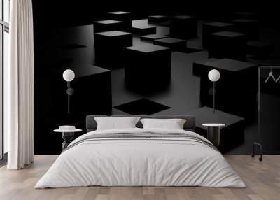 Black 3d cube wallpaper Wall mural