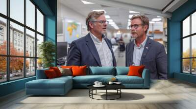 Two men in suits meeting in office. Wall mural