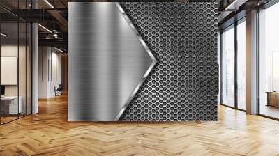 Metal perforated 3d texture with brushed iron triangle Wall mural