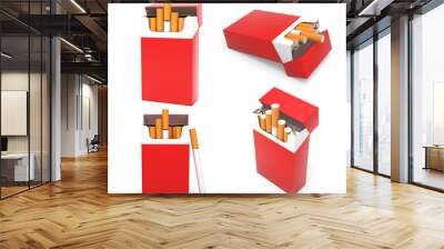 Red blank packs of cigarettes. With brown filter Wall mural