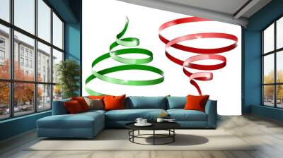 Tornado or christmas tree icons. Red and green ribbon symbols Wall mural