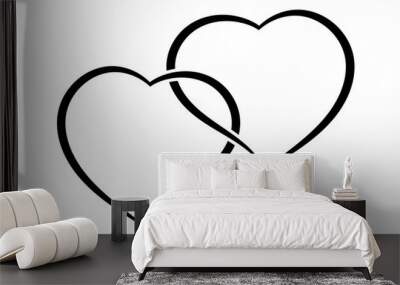 Two hearts as one. Simple doodle Wall mural