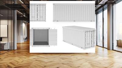 White shipping freight containers. 3d rendering illustration Wall mural