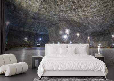 Illuminated old Salt mine for tourists Wall mural