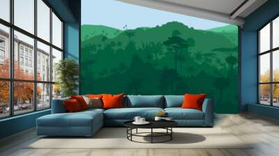  vector horizontal seamless tropical rainforest Jungle background Wall mural