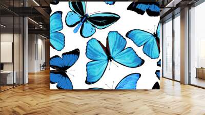 Beautiful seamless background of butterflies blue colors. Many butterflies to the author's profile Wall mural