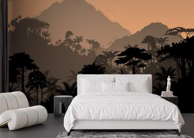 Vector tropical rainforest Jungle background Wall mural