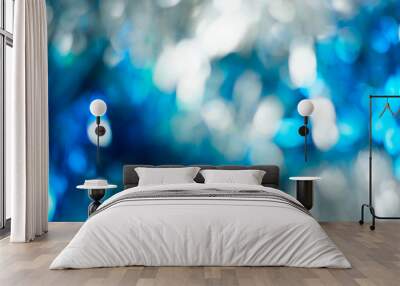 Abstract background with white and blue bokeh Wall mural