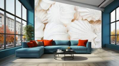 Delicious white meringue closeup - food background Wall mural