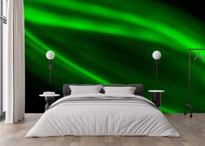 Green abstract background. Green light in motion Wall mural