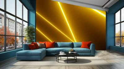 Render with abstract neon yellow lines Wall mural