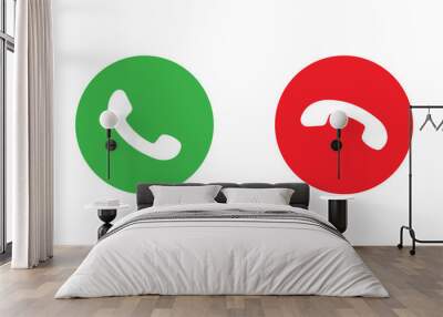 Phone call icon accept and decline isolated on transparent background Wall mural