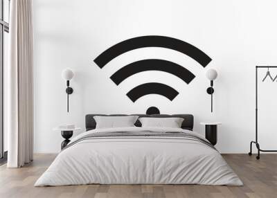 Wifi wireless internet signal flat black icon isolated on transparent background, wi-fi symbol for apps,smartphone,ui,and websites. Wall mural