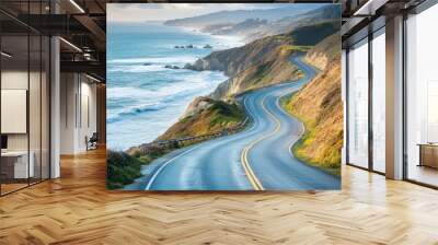 A winding coastal highway with breathtaking ocean views, offering a scenic and inspiring journey along the coast. Wall mural