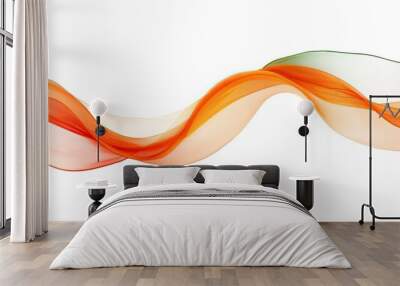 Flowing ribbon in India national colors with a subtle Ashoka Chakra emblem, designed for no background PNG image Wall mural