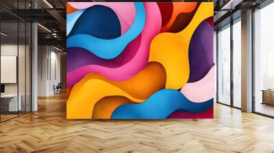 Organic shapes in various bright colors forming an abstract background. Wall mural