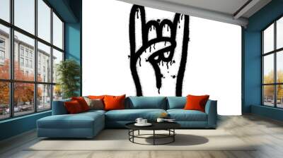 Hand Gestures icon. Black graffiti spray element isolated on a white background. Wall mural