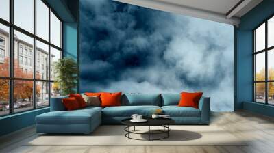 Blue and grey smog, steam or fog as texture, foggy background Wall mural