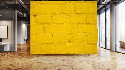 Bright Yellow brick wall, large background, texture Wall mural