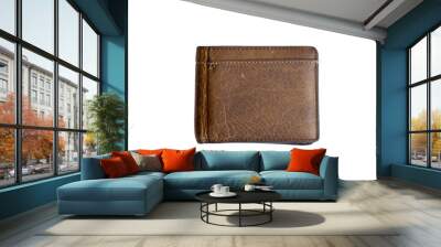 Brown wallet isolated on white background Wall mural