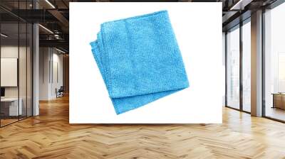 Folded blue rag for housework with soft texture on transparent surface, PNG Wall mural