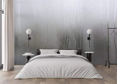 Window with condensate or steam after heavy rain, large texture or background Wall mural