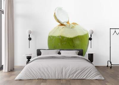 Green coconut isolated on white background Wall mural