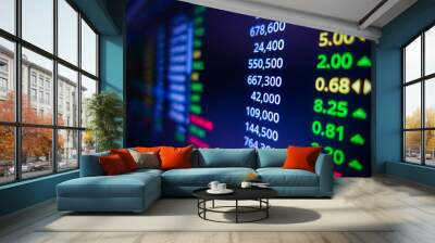 Blue stock exchange market graph on LED screen for business analysis. Finance and economic graphs. Wall mural