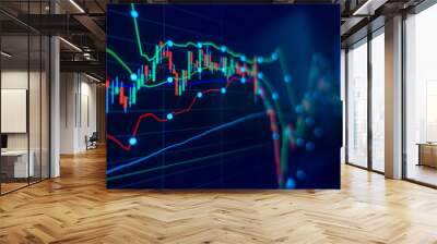 Stock market trading graph and candlestick chart for financial investment concept. Abstract finance background. Wall mural