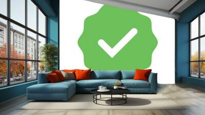 green check, ok, yes accept icon isolated on white background Wall mural