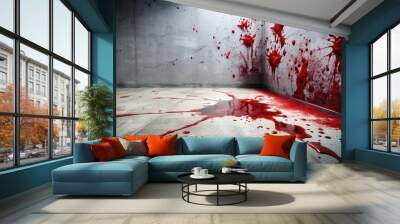 Abstract interpretation of blood in haunting style surrounding unsolved murder aftermath, blood, abstract, unsolved, murder Wall mural