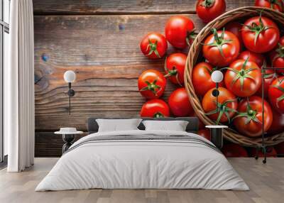 Top view of fresh tomatoes under natural lighting, perfect for premium ketchup sauce ad, tomatoes Wall mural