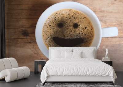 Coffee with smiley face in the morning. Wall mural