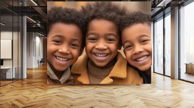 A group of joyfully smiling African-American boys Wall mural