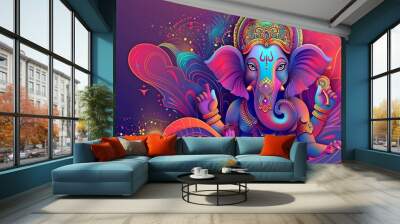 Ganesh Chaturthi backdrop with Lord Ganpati. abstract vector illustration design Wall mural