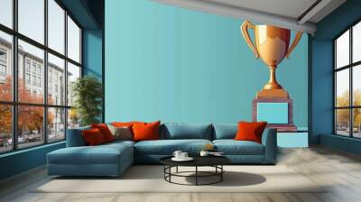 Trophy Icon on Light Blue - Sports Event Design with Copy Space Wall mural