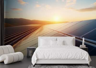 Biggest solar panels park, green energy concept. Wall mural