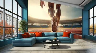 Close-up of runner legs in the stadium. Wall mural