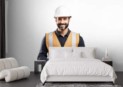 Happy smart engineer man smiling isolated without background. Wall mural