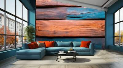 Vibrant textures of weathered wood a study in color and grain patterns. Wall mural