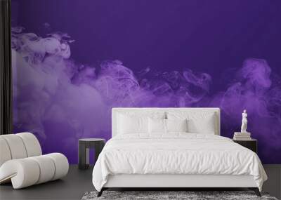 Creative purple lilac smoke background of floating smoking graphic studio banner misty fog haze atmosphere on monochrome trendy plain back ground cloudy mysterious copy space backdrop Wall mural